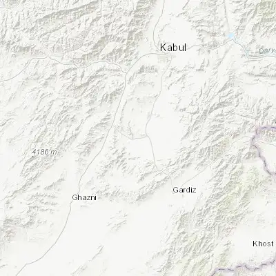 Map showing location of Baraki Barak (33.967440, 68.949200)