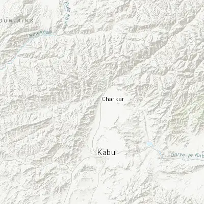 Map showing location of Charikar (35.013610, 69.171390)