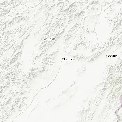 Map showing location of Ghazni (33.553910, 68.420960)