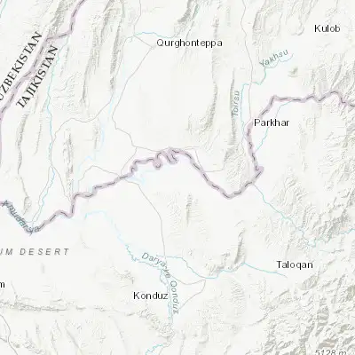Map showing location of Imām Şāḩib (37.188970, 68.936440)