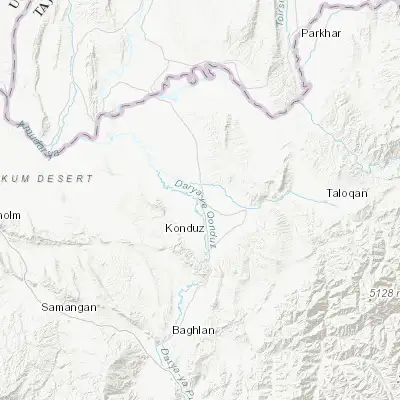 Map showing location of Kunduz (36.728950, 68.857000)