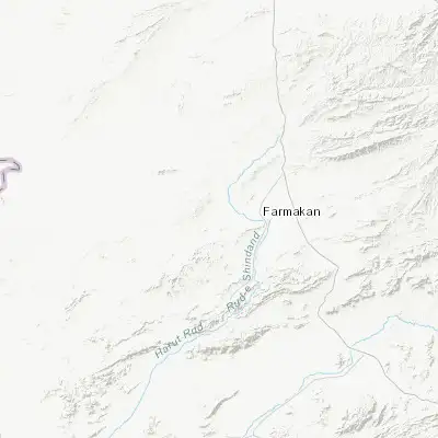 Map showing location of Kushk (33.295650, 61.952210)
