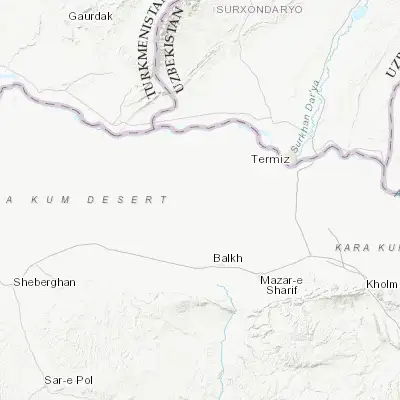Map showing location of Qarchī Gak (37.039990, 66.788910)