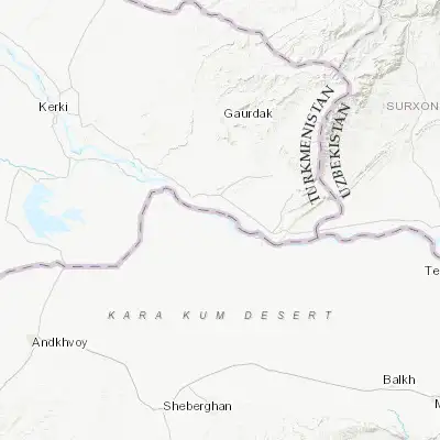 Map showing location of Qarqīn (37.418530, 66.043580)