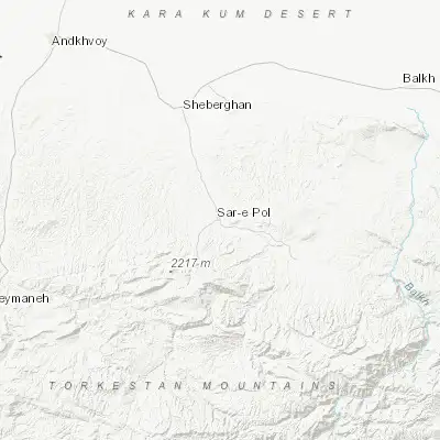Map showing location of Sar-e Pul (36.215440, 65.932490)