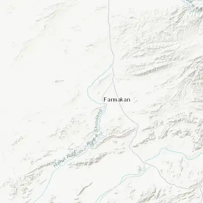Map showing location of Shīnḏanḏ (33.302940, 62.147400)