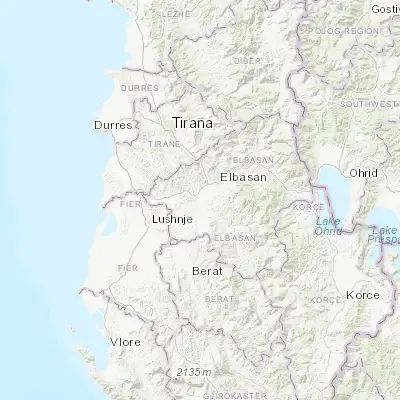 Map showing location of Cërrik (41.031670, 19.975830)