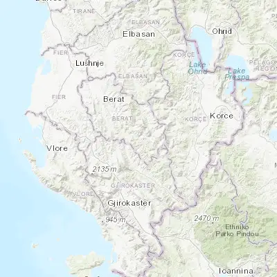Map showing location of Çorovodë (40.504170, 20.227220)