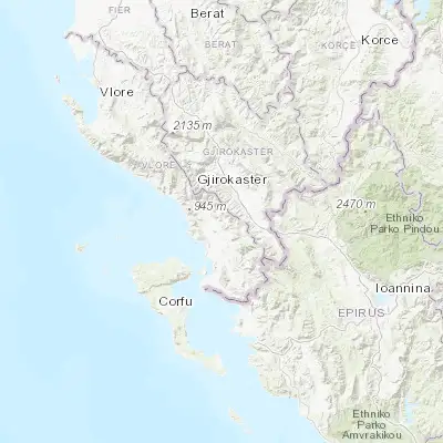 Map showing location of Delvinë (39.951110, 20.097780)