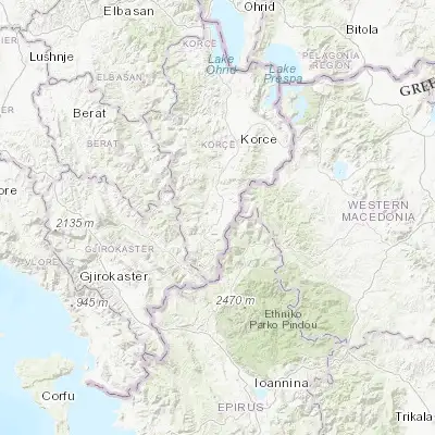 Map showing location of Ersekë (40.337780, 20.678890)