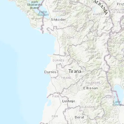 Map showing location of Fushë-Krujë (41.478330, 19.717780)