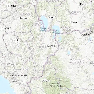 Map showing location of Korçë (40.618610, 20.780830)