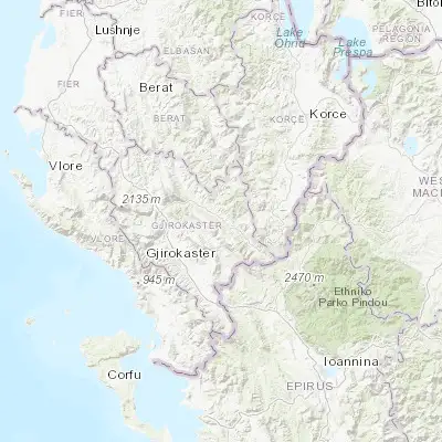 Map showing location of Përmet (40.233610, 20.351670)
