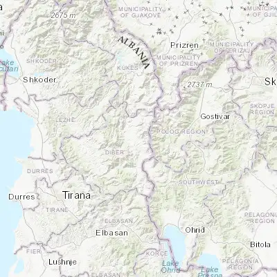 Map showing location of Peshkopi (41.685000, 20.428890)