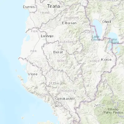 Map showing location of Poliçan (40.612220, 20.098060)