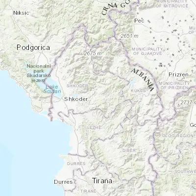 Map showing location of Pukë (42.044440, 19.899720)