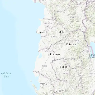 Map showing location of Rrogozhinë (41.076390, 19.665280)