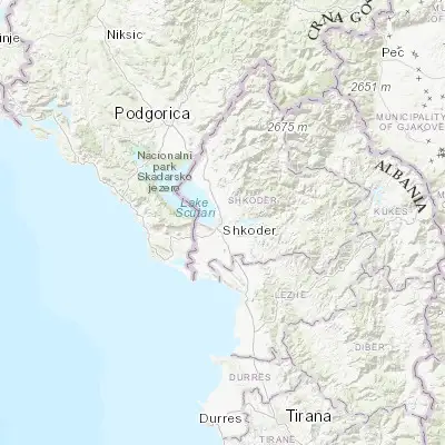 Map showing location of Shkodër (42.068280, 19.512580)