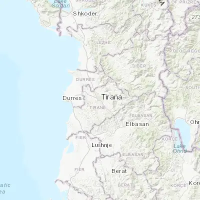 Map showing location of Tirana (41.327500, 19.818890)