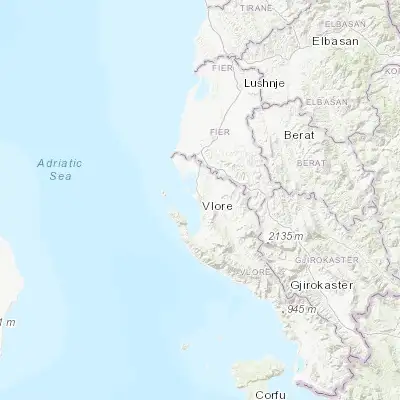 Map showing location of Vlorë (40.468600, 19.483180)