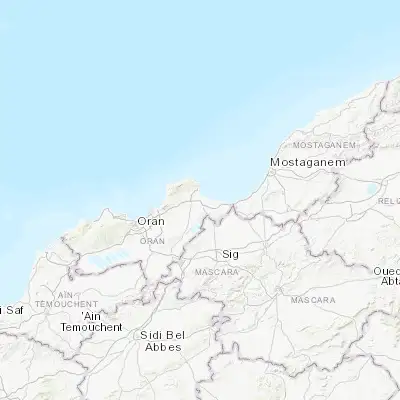 Map showing location of Aïn el Bya (35.803890, -0.301780)