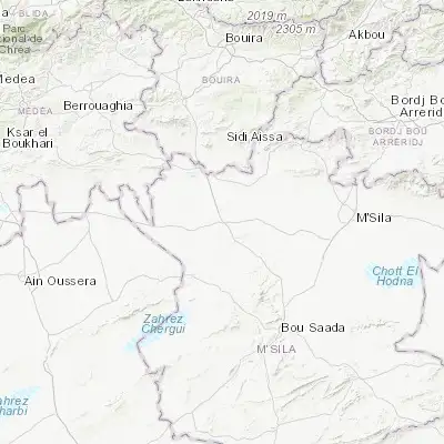 Map showing location of ‘Aïn el Hadjel (35.670030, 3.881530)
