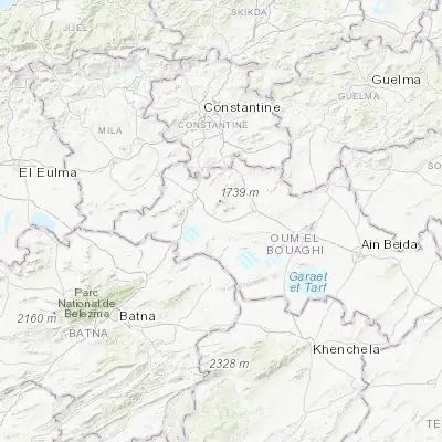 Map showing location of Aïn Kercha (35.924720, 6.695280)