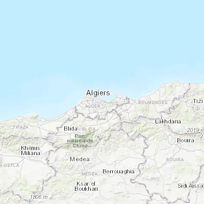 Map showing location of Algiers (36.732250, 3.087460)