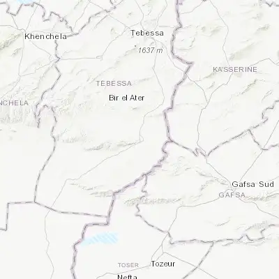 Map showing location of Bir el Ater (34.744880, 8.060240)
