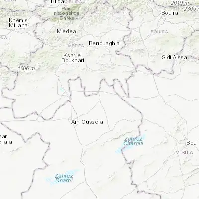 Map showing location of Birine (35.635000, 3.225000)