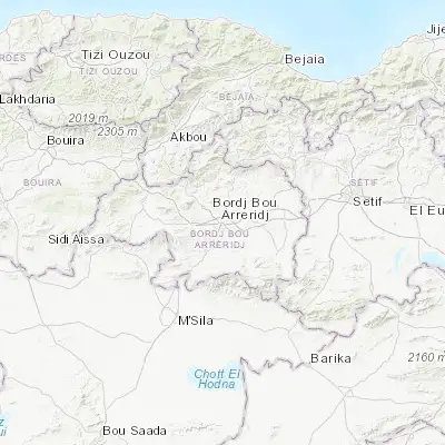 Map showing location of Bordj Bou Arréridj (36.073890, 4.761390)