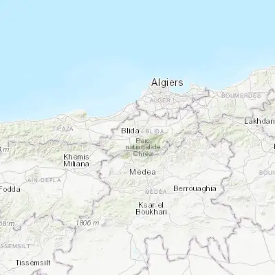 Map showing location of Boû Arfa (36.462980, 2.814640)