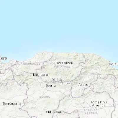 Map showing location of Boudjima (36.802180, 4.151870)
