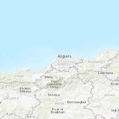 Map showing location of Cheraga (36.767750, 2.959240)