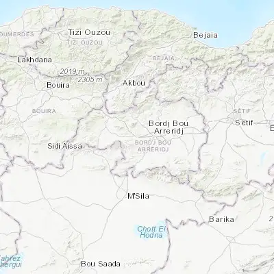 Map showing location of El Achir (36.063860, 4.627440)