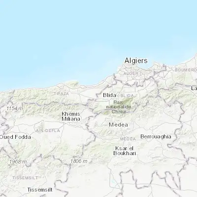 Map showing location of El Affroun (36.470100, 2.625280)