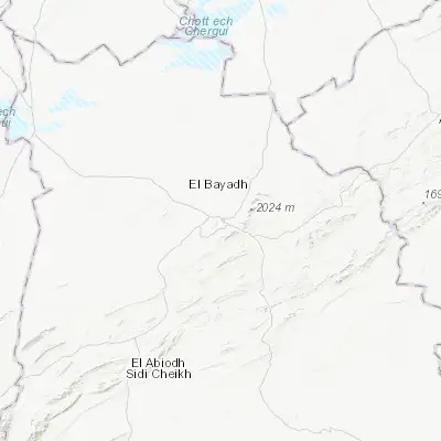 Map showing location of El Bayadh (33.683180, 1.019270)