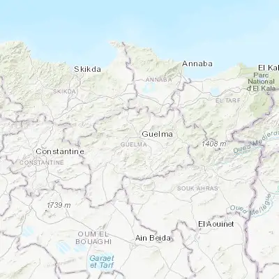 Map showing location of Guelma (36.462140, 7.426080)