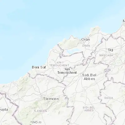 Map showing location of Hammam Bou Hadjar (35.378890, -0.967780)