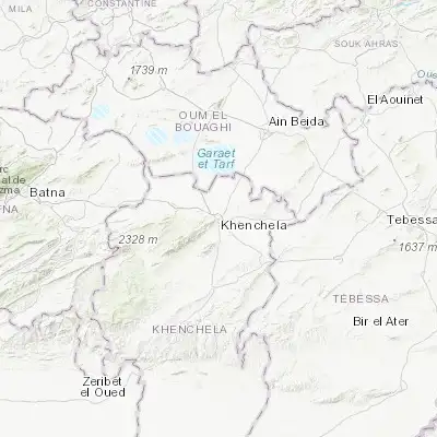 Map showing location of Khenchela (35.435830, 7.143330)