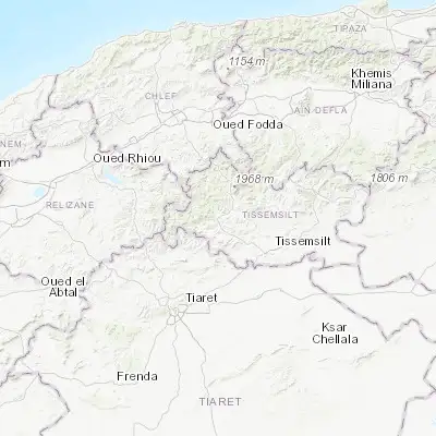 Map showing location of Lardjem (35.749220, 1.547780)