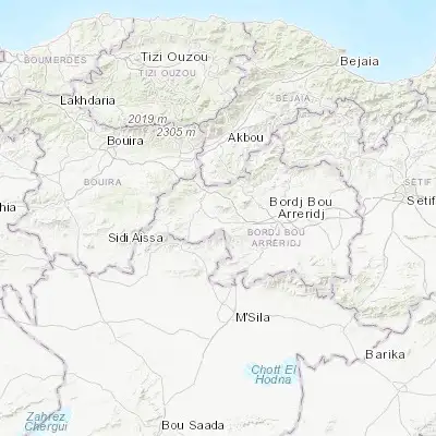 Map showing location of Mansourah (36.087250, 4.451920)