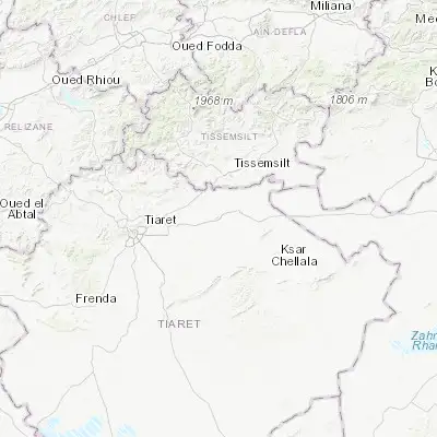 Map showing location of Mehdia daira de meghila (35.430580, 1.757140)