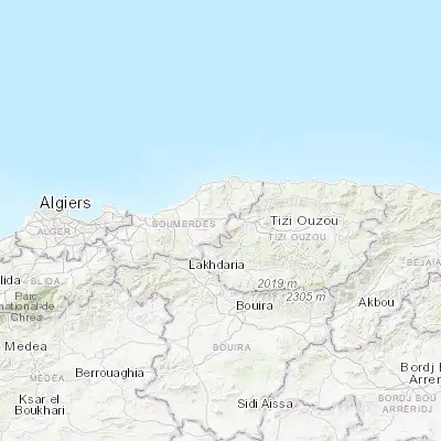 Map showing location of Naciria (36.746250, 3.831630)