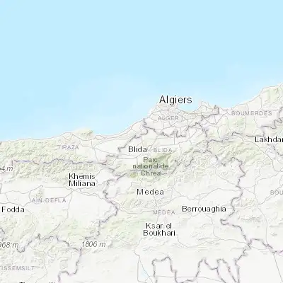 Map showing location of Oued el Alleug (36.555280, 2.790280)