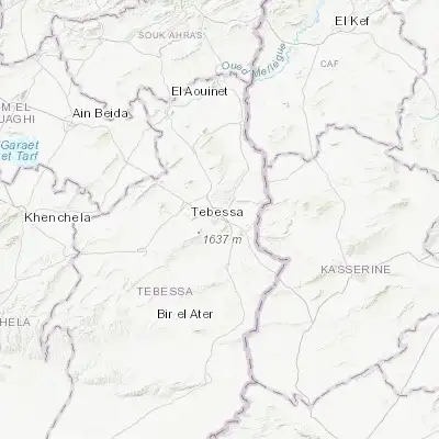 Map showing location of Tébessa (35.404170, 8.124170)
