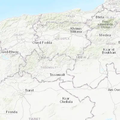 Map showing location of Theniet el Had (35.871110, 2.028060)