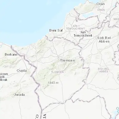 Map showing location of Tlemcen (34.878330, -1.315000)