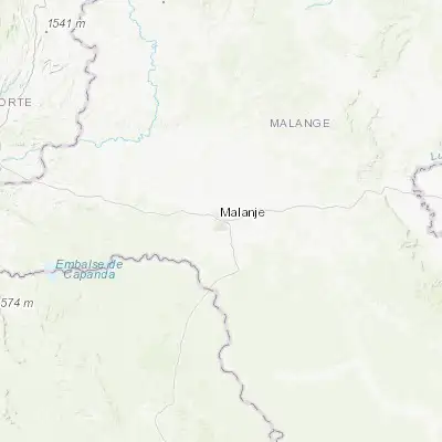 Map showing location of Malanje (-9.540150, 16.340960)