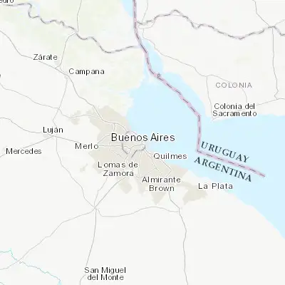 Map showing location of Buenos Aires (-34.613150, -58.377230)